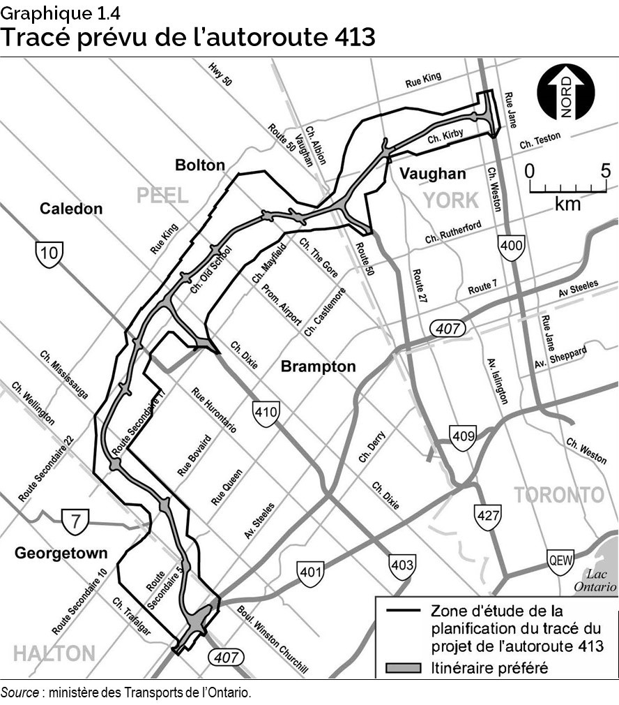 Graphique 1.4 : Tracé prévu de l’autoroute 413