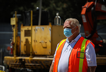 Premier Doug Ford at an infrastructure project announcement