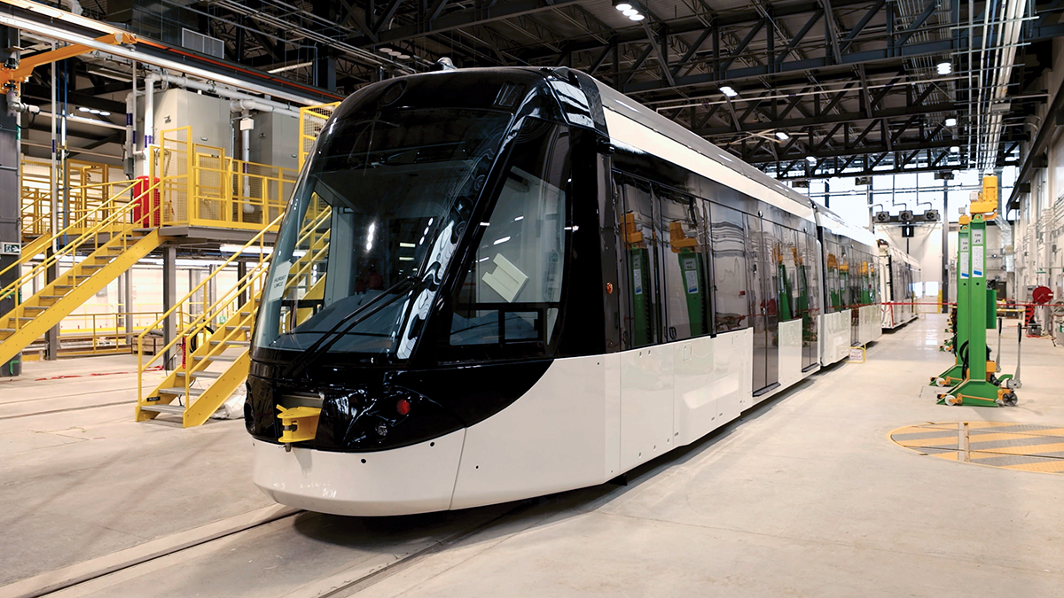 Photo of the Hazel McCallion light rail vehicle. 