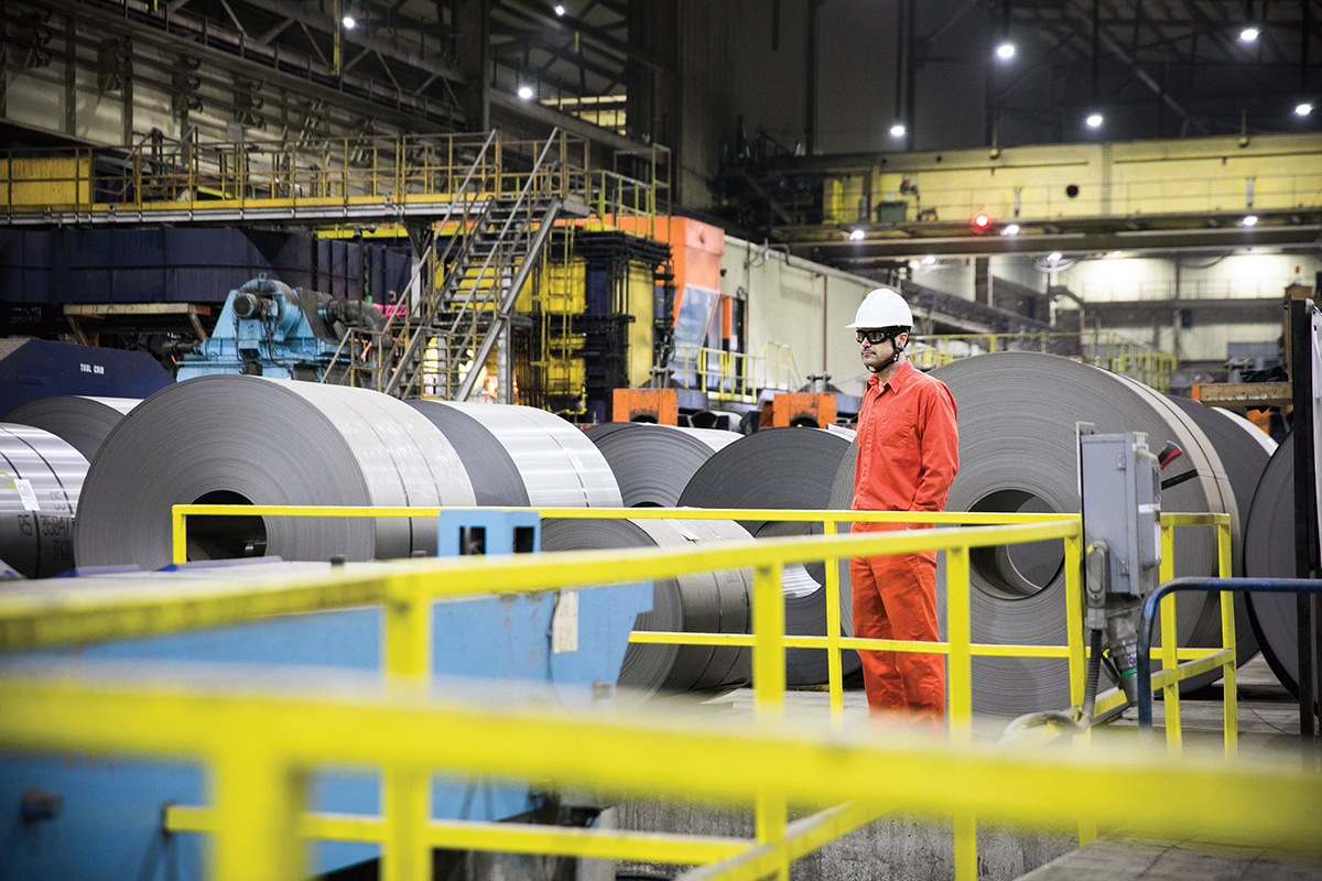 worker in steel factory